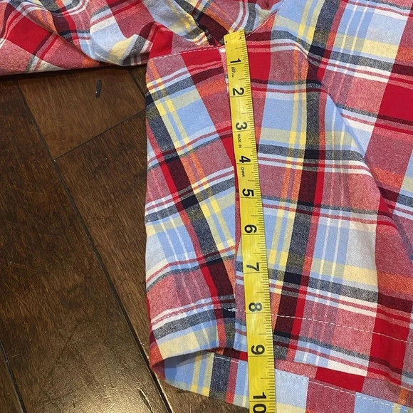 Club Room Classic Fit Plaid 9" Shorts Red Blue Mens size 38 Golf Preppy Cotton - Picture 7 of 10